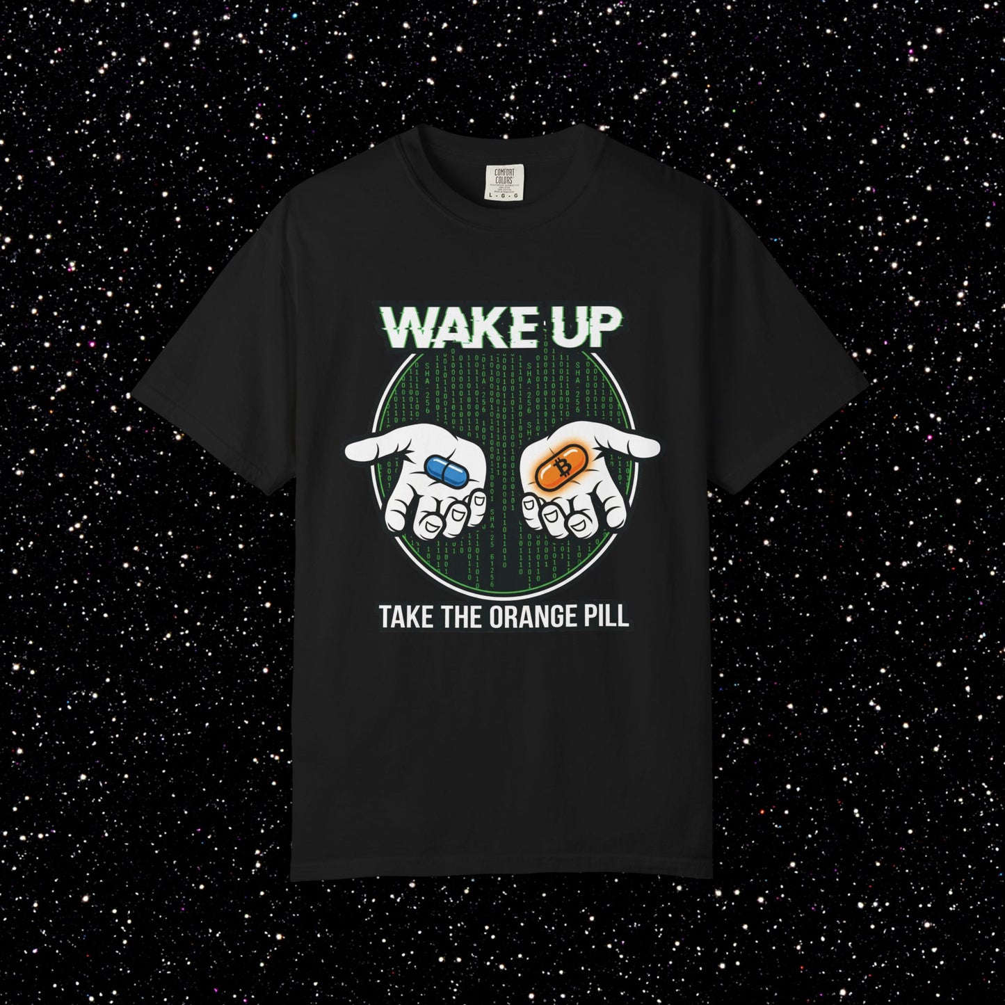 Wake Up Take the Orange Pill Bitcoin T-Shirt | Satoshi Space Club