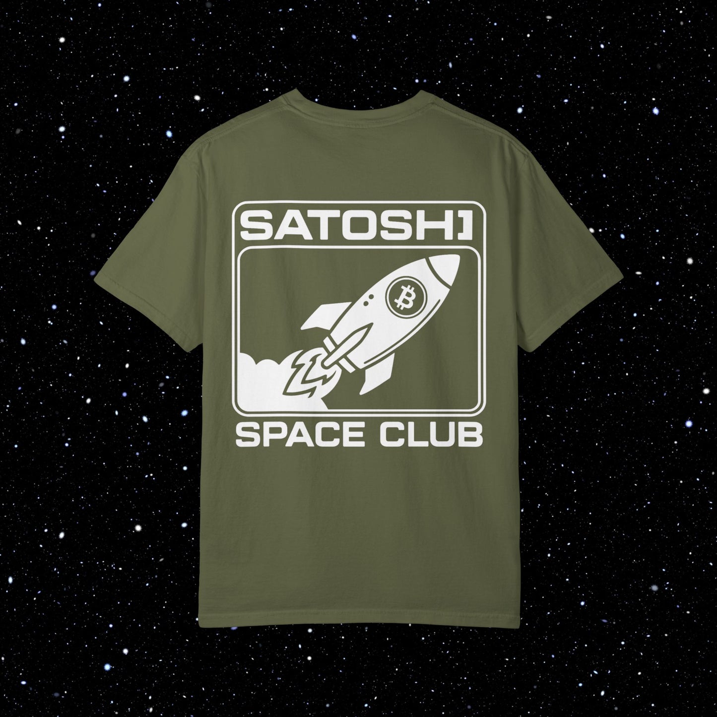 Satoshi Space Club Logo Back Print Bitcoin Tee Shirt