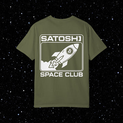 Satoshi Space Club Logo Back Print Bitcoin Tee Shirt