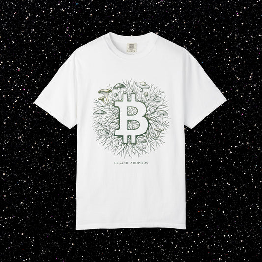 Organic Adoption Bitcoin T-Shirt | BTC Mycelium Nature Graphic Tee