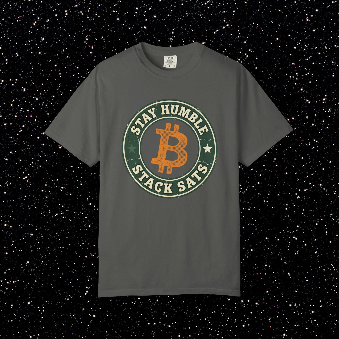 Stay Humble Stack Sats Logo Tee