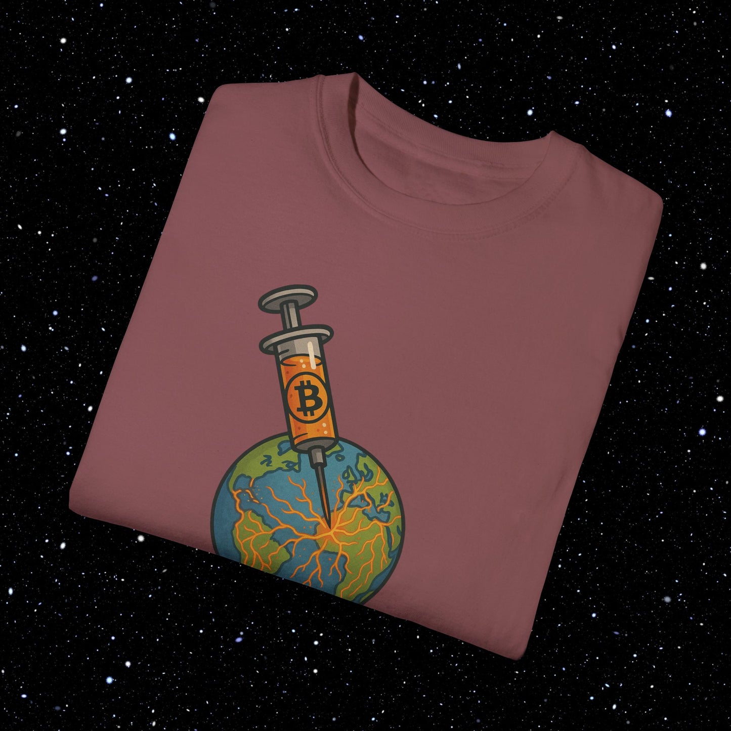 The Poison Is The Cure - Earth Syringe - Bitcoin Comfort Colors Tee Shirt