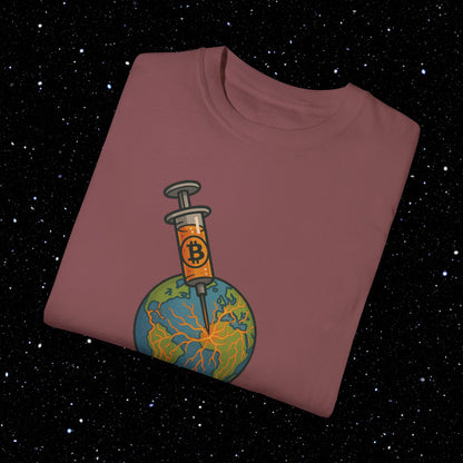 The Poison Is The Cure - Earth Syringe - Bitcoin Comfort Colors Tee Shirt