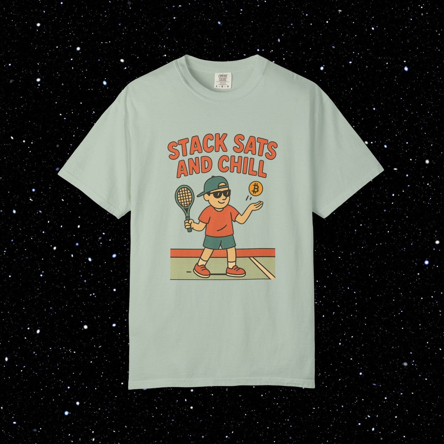 Stack Sats and Chill Bitcoin Tennis Tee