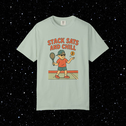 Stack Sats and Chill Bitcoin Tennis Tee