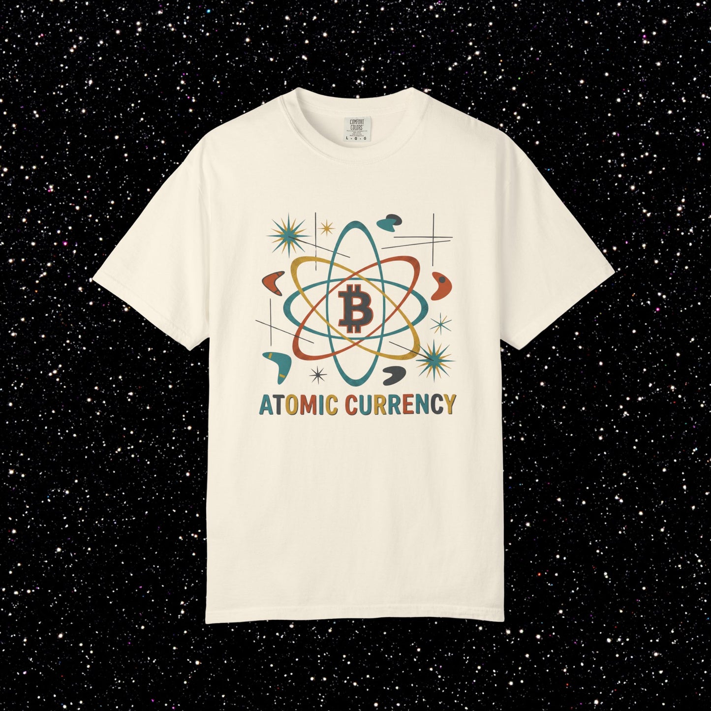 Bitcoin Atomic Currency T-Shirt — Retro Space Crypto Tee