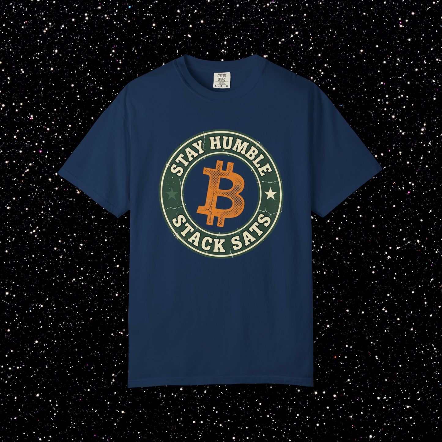 Stay Humble Stack Sats Logo Tee