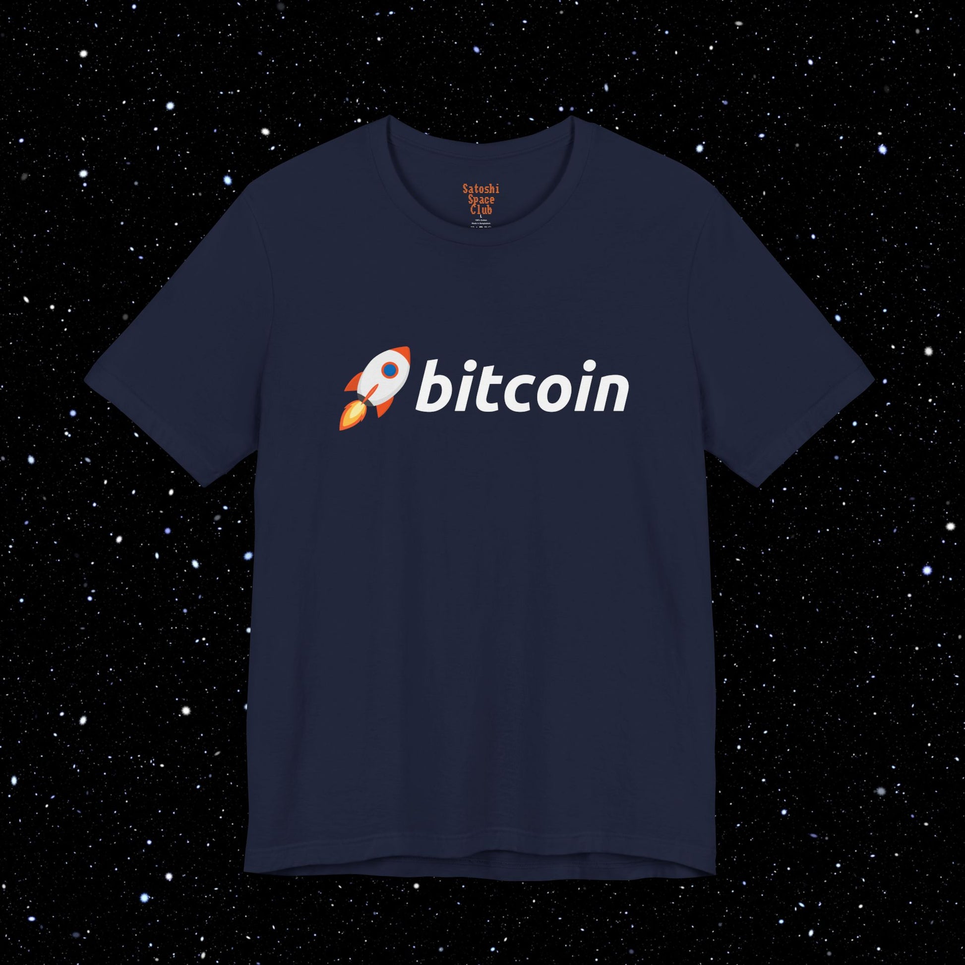 bitcoin rocket tee shirt navy