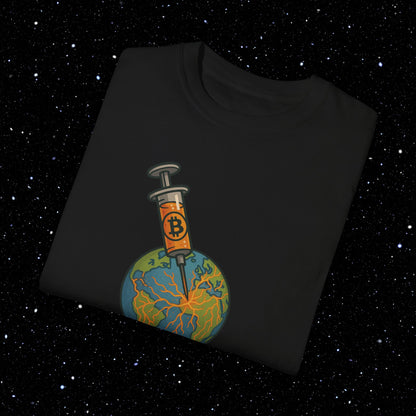 The Poison Is The Cure - Earth Syringe - Bitcoin Comfort Colors Tee Shirt