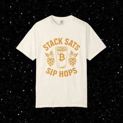 Stack Sats Sip Hops Bitcoin Tee