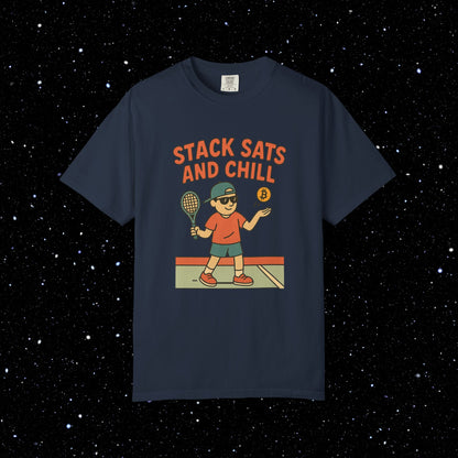 Stack Sats and Chill Bitcoin Tennis Tee