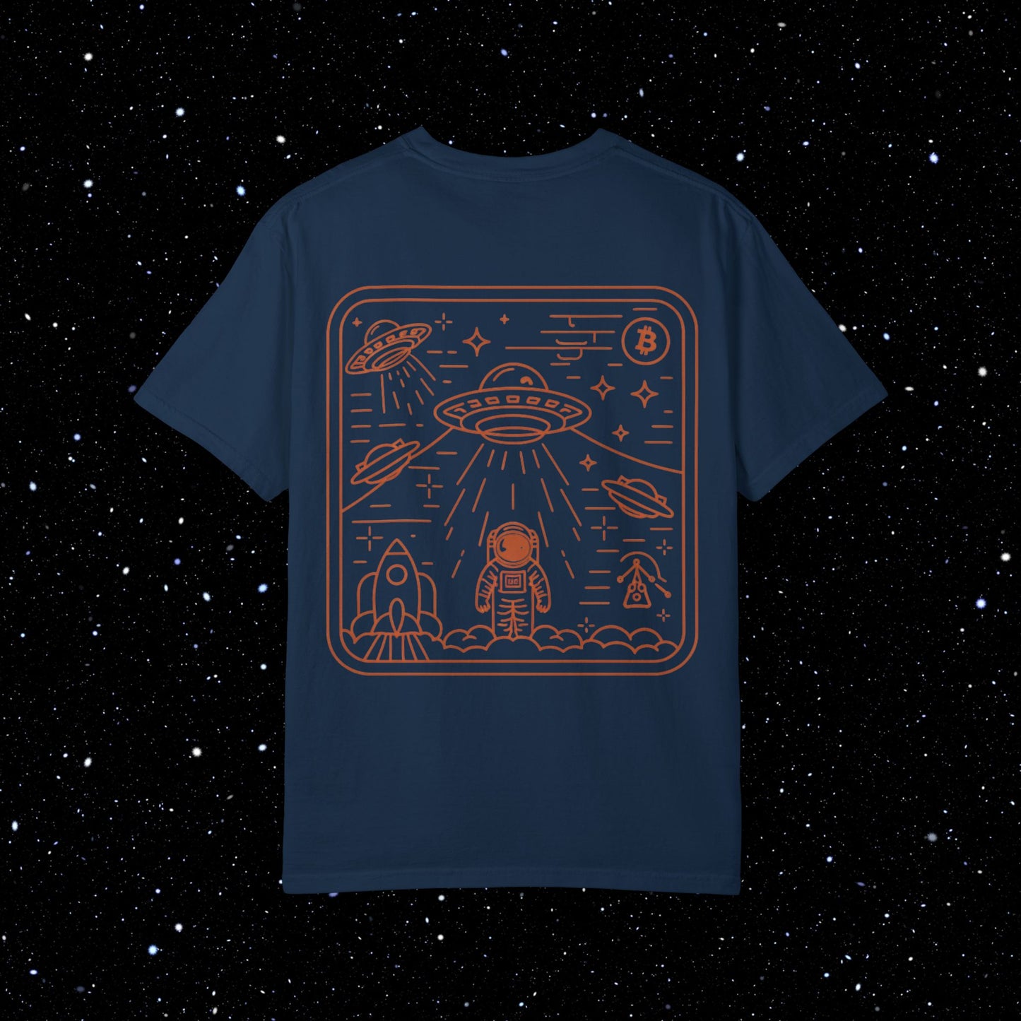 Satoshi Space Club Cosmic Abduction Comfort Colors Bitcoin Tee Shirt