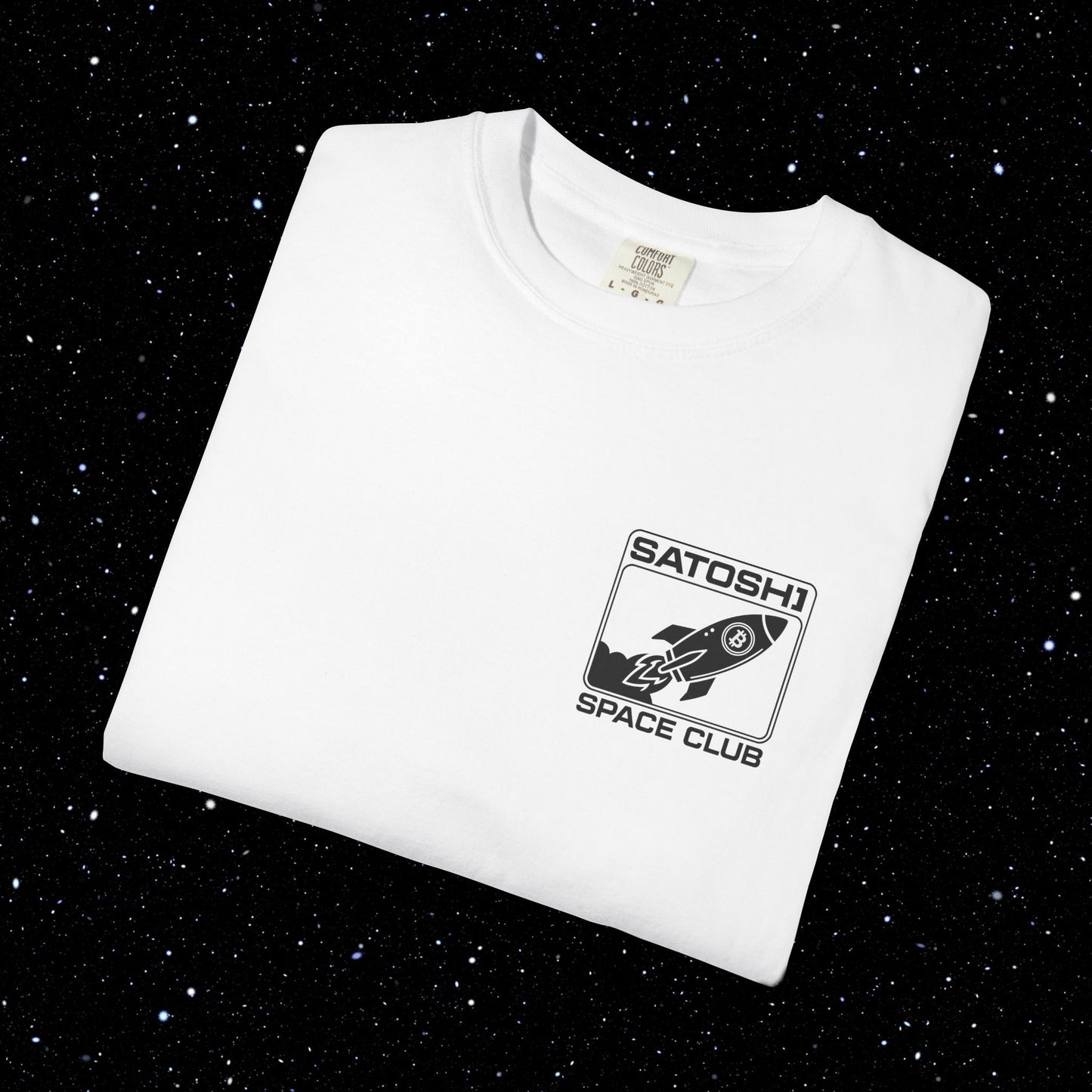 Satoshi Space Club Logo Back Print Bitcoin Tee Shirt