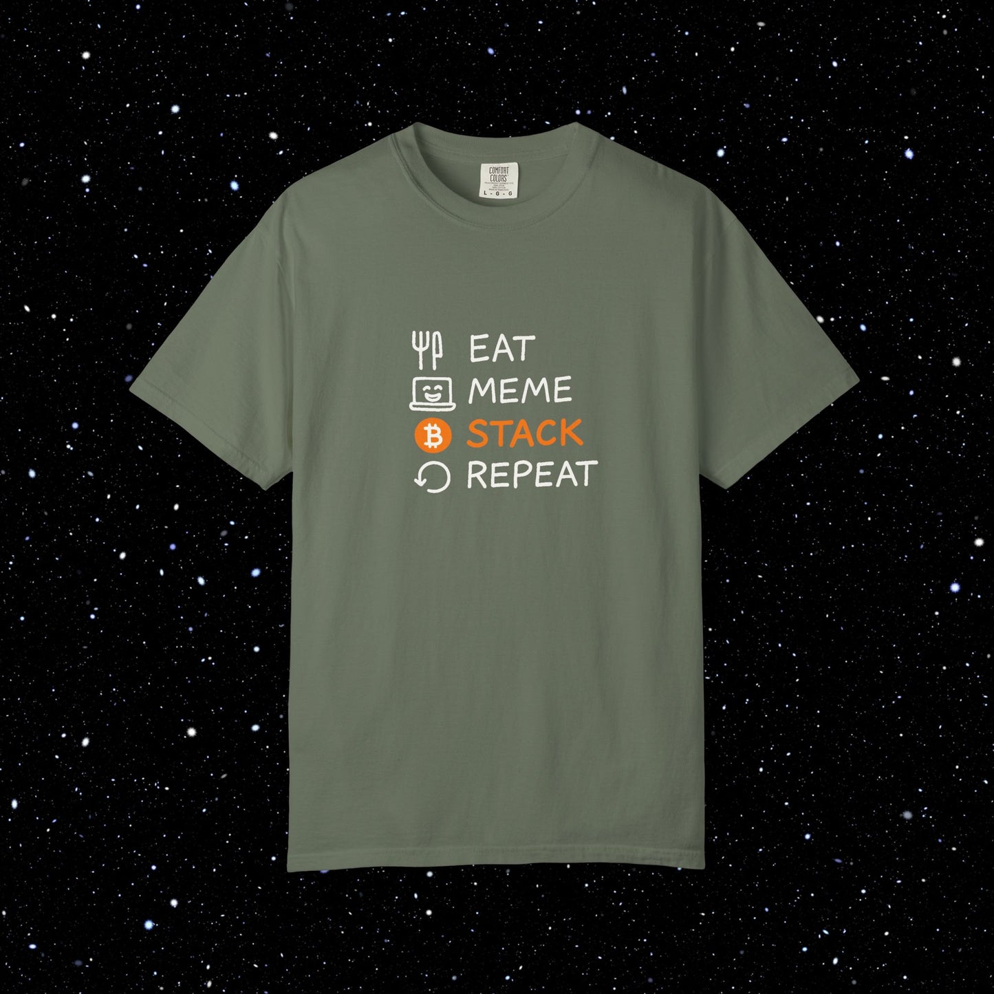 Eat, Meme, Stack, Repeat Bitcoin Tee