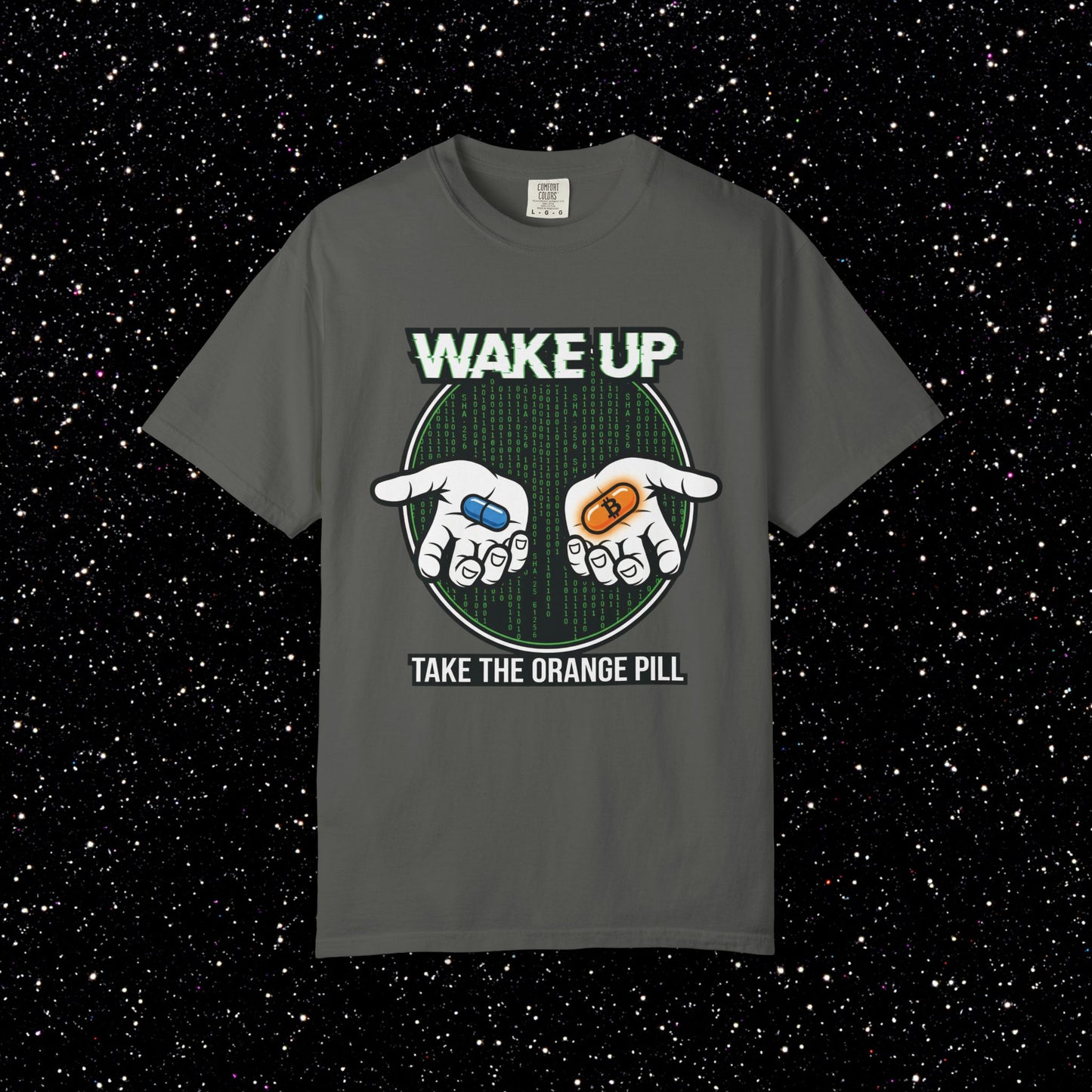 Wake Up Take the Orange Pill Bitcoin T-Shirt | Satoshi Space Club