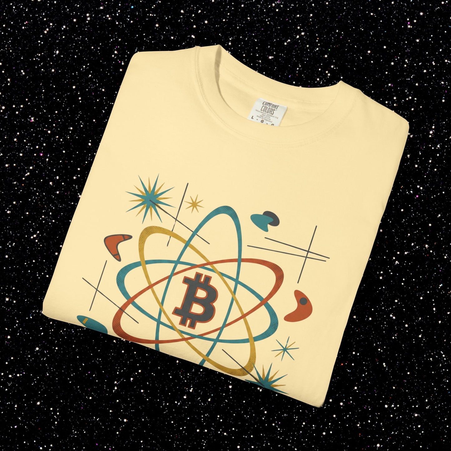 Bitcoin Atomic Currency T-Shirt — Retro Space Crypto Tee