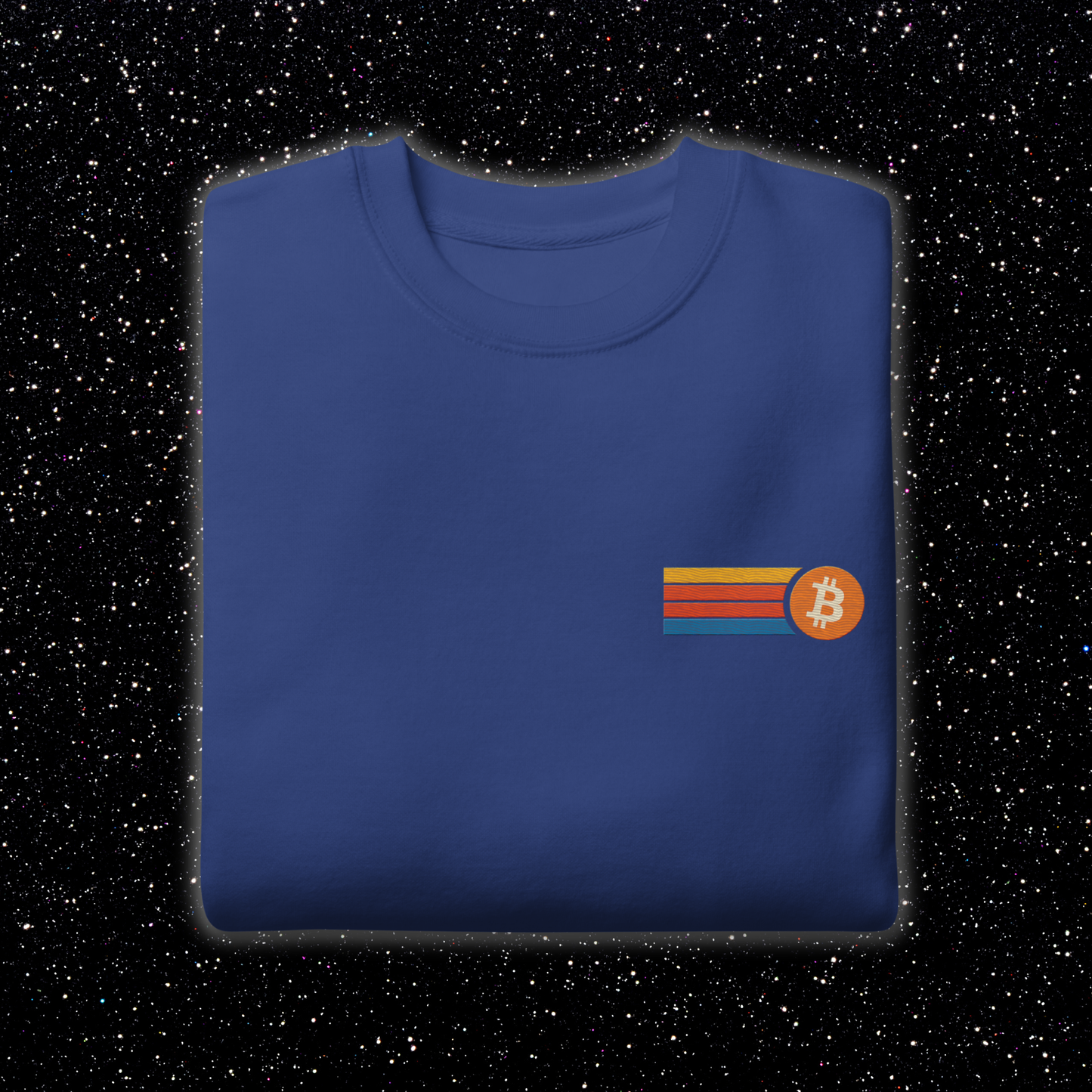 Retro Stripe Bitcoin Premium Embroidered Crew