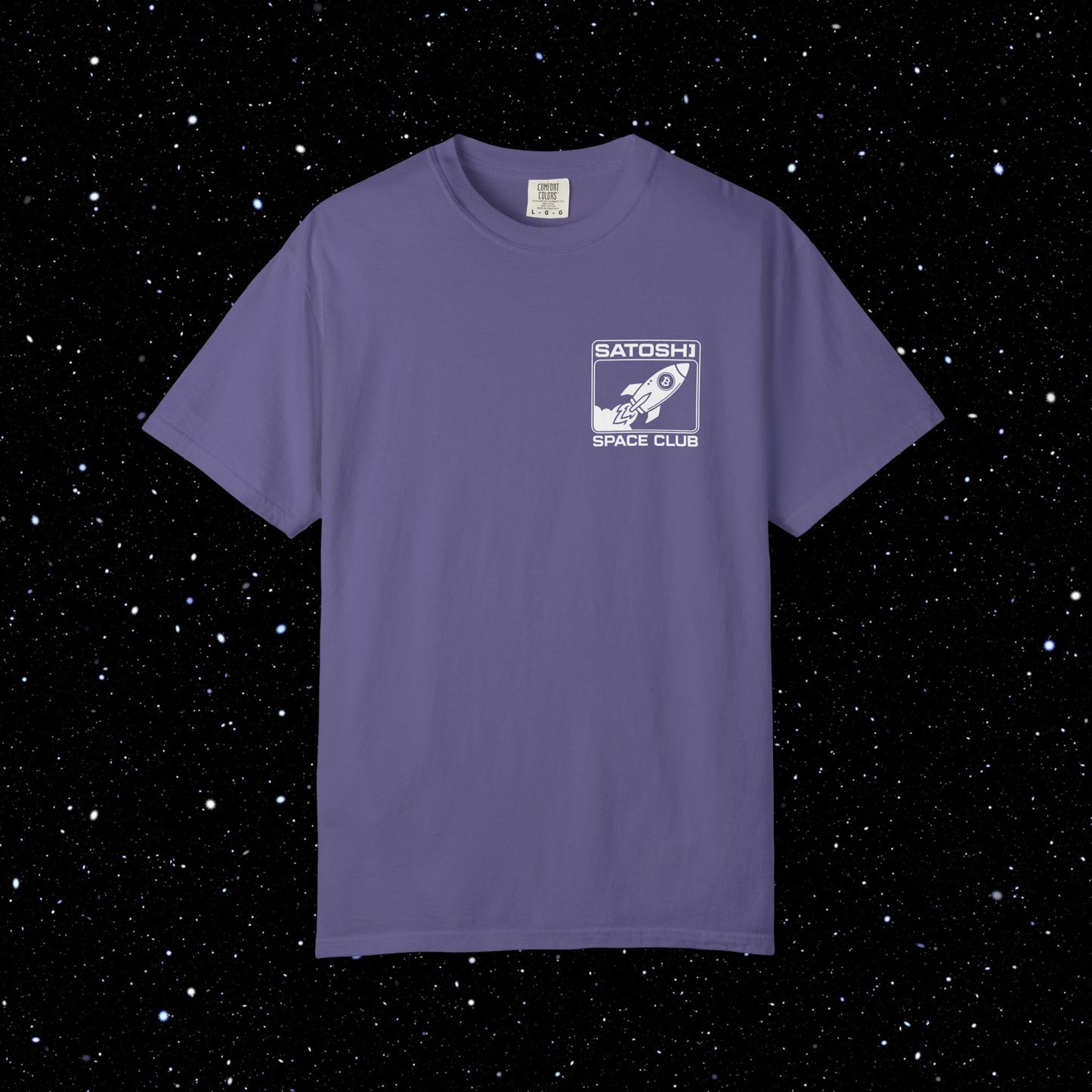 Satoshi Space Club Logo Back Print Bitcoin Tee Shirt