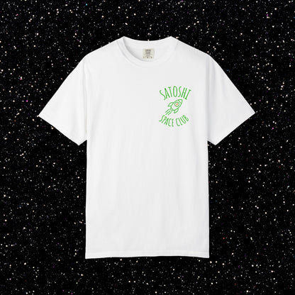Satoshi Space Club Rocket Line Art Backprint Tee