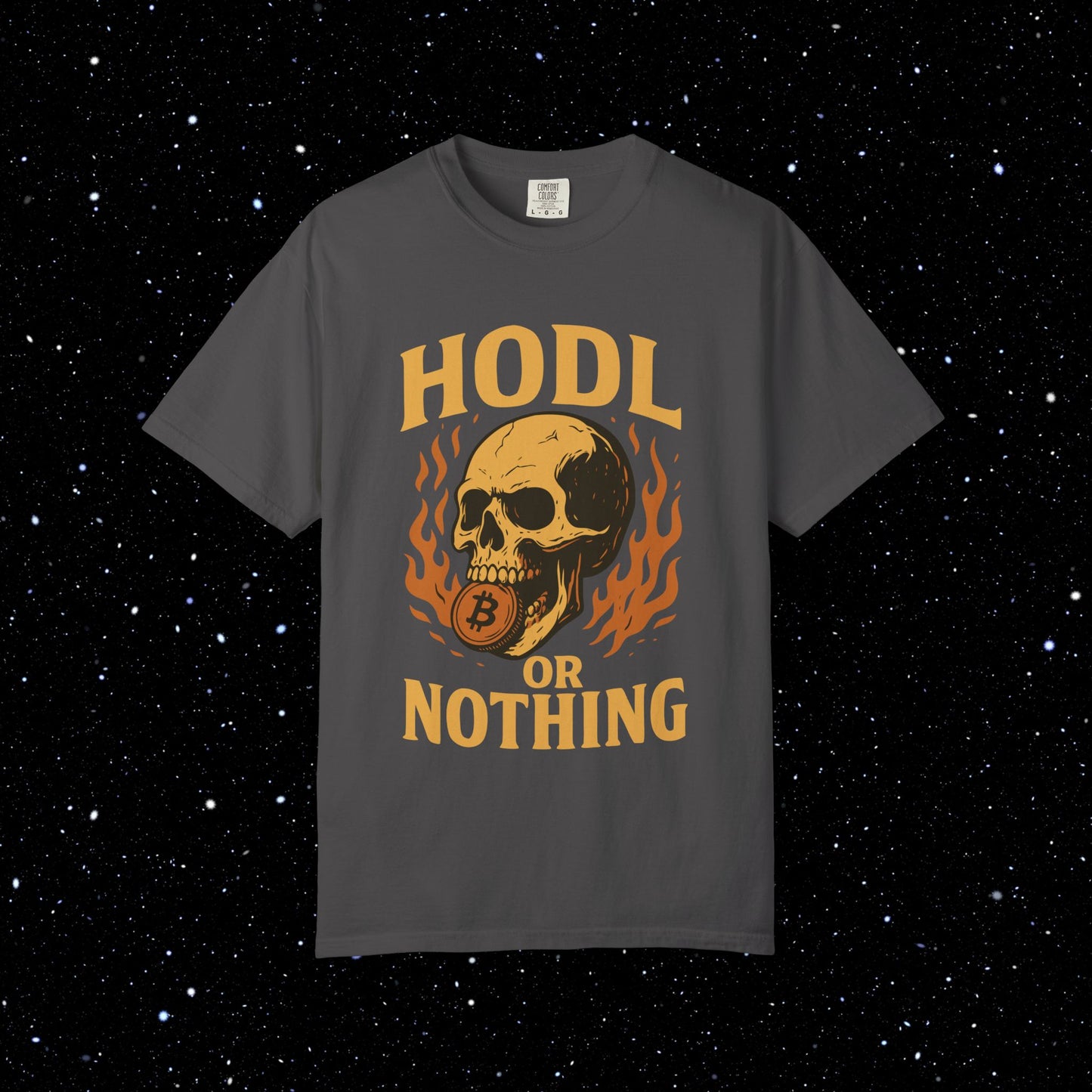 HODL or Nothing Flaming Skull Bitcoin Tee