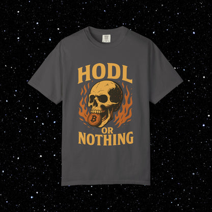 HODL or Nothing Flaming Skull Bitcoin Tee