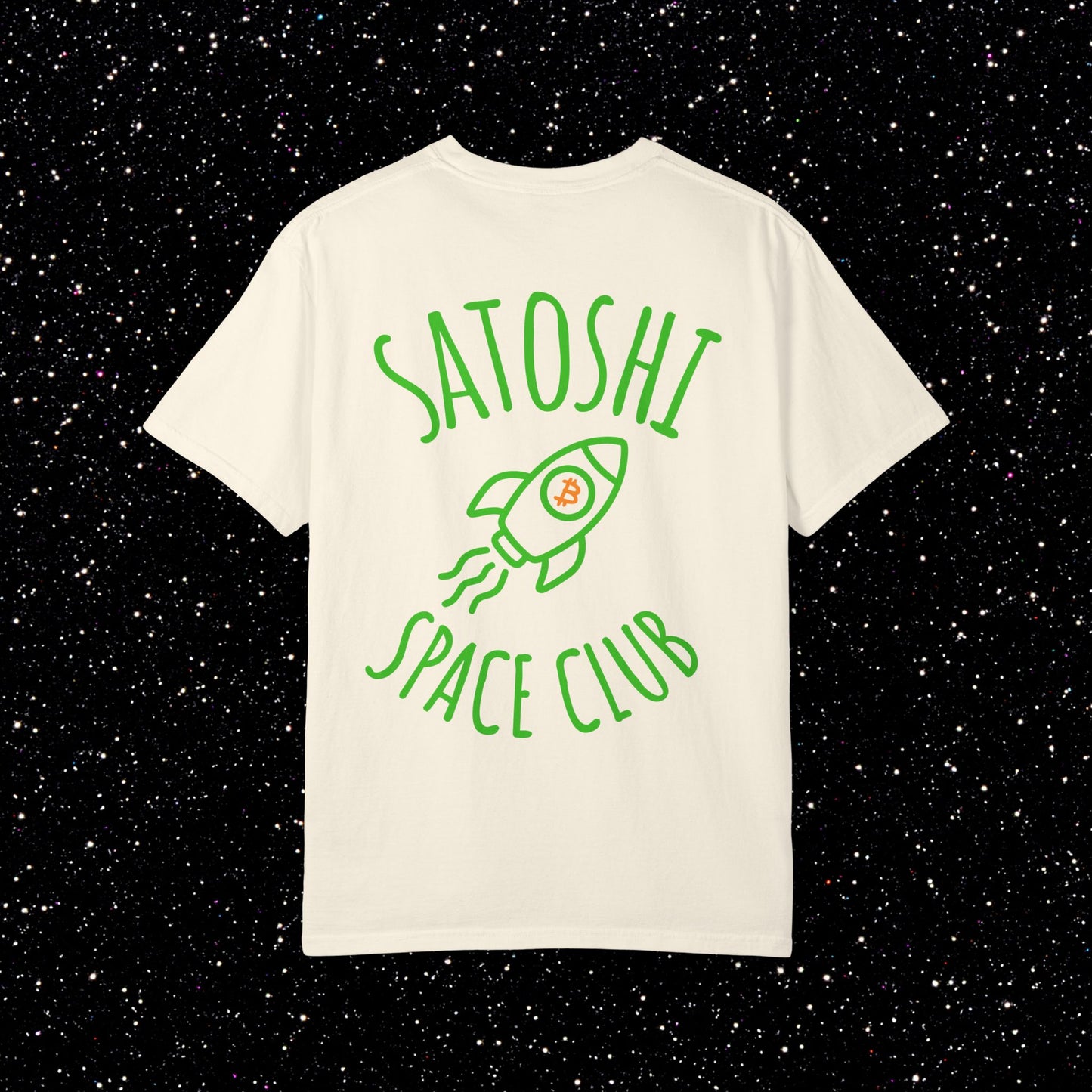 Satoshi Space Club Rocket Line Art Backprint Tee