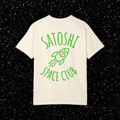 Satoshi Space Club Rocket Line Art Backprint Tee