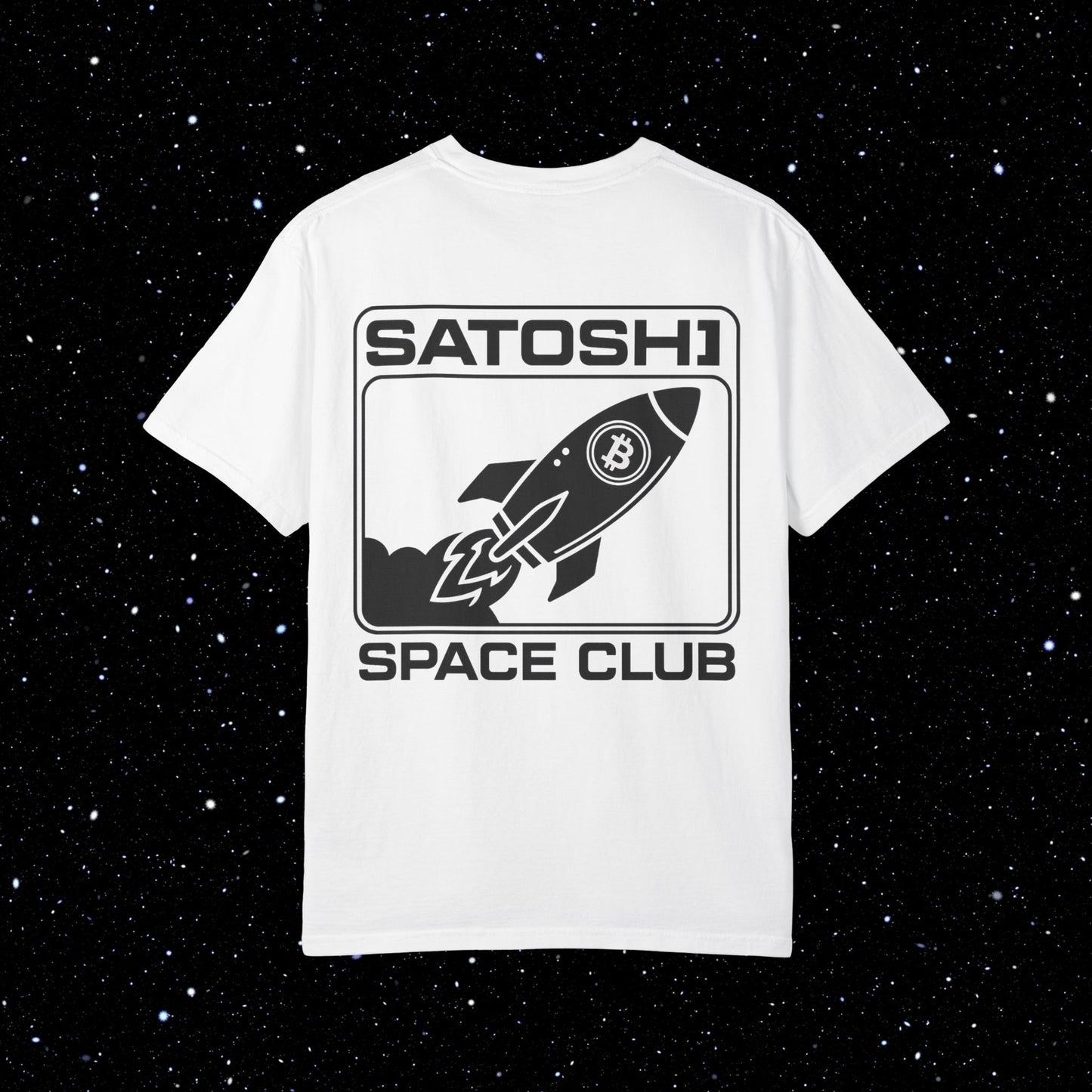 Satoshi Space Club Logo Back Print Bitcoin Tee Shirt