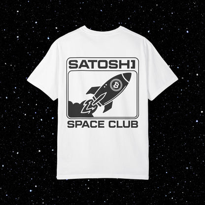 Satoshi Space Club Logo Back Print Bitcoin Tee Shirt