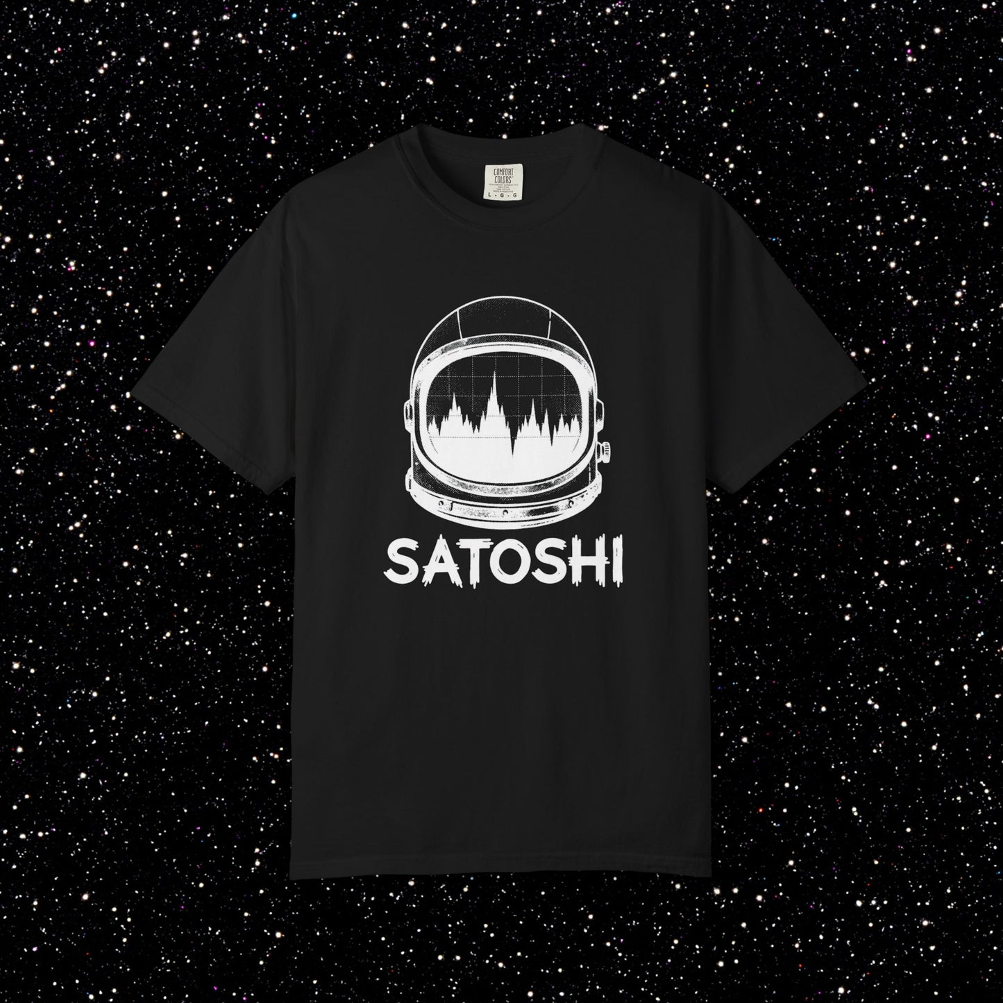 Satoshi Astronaut T-Shirt | Bitcoin Space Helmet Graphic Tee
