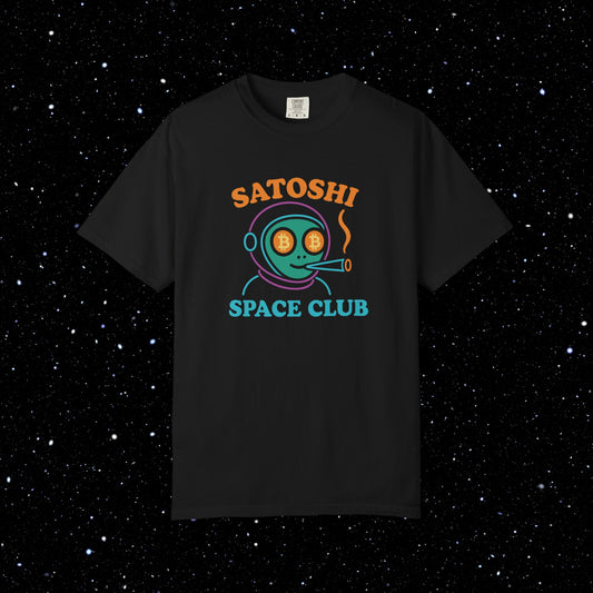 Satoshi Spaced Alien - Neon Text Tee Shirt