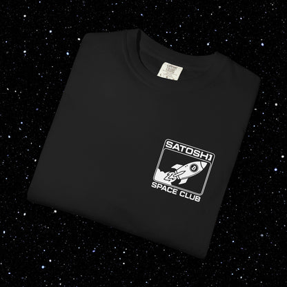 Satoshi Space Club Logo Back Print Bitcoin Tee Shirt