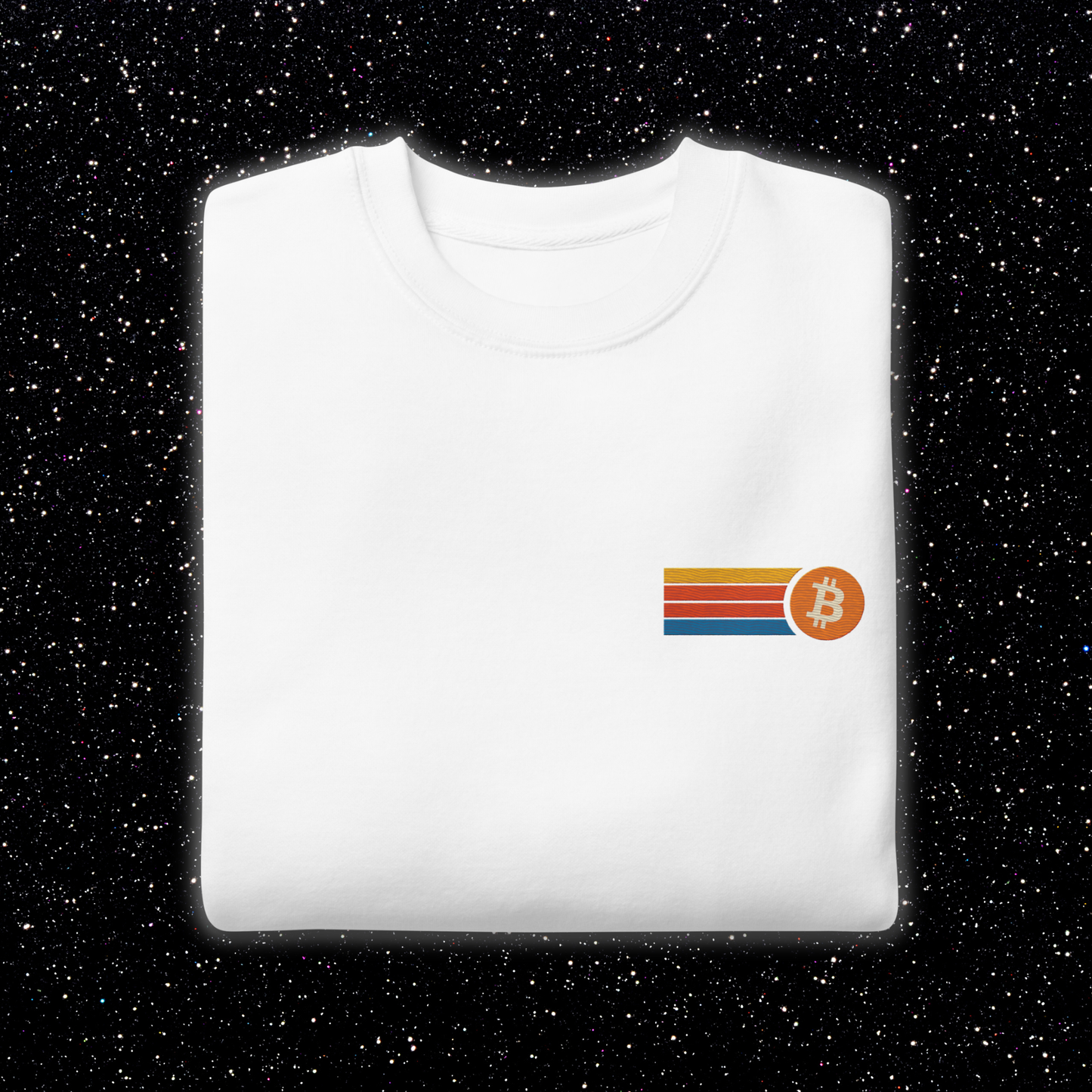 Retro Stripe Bitcoin Premium Embroidered Crew