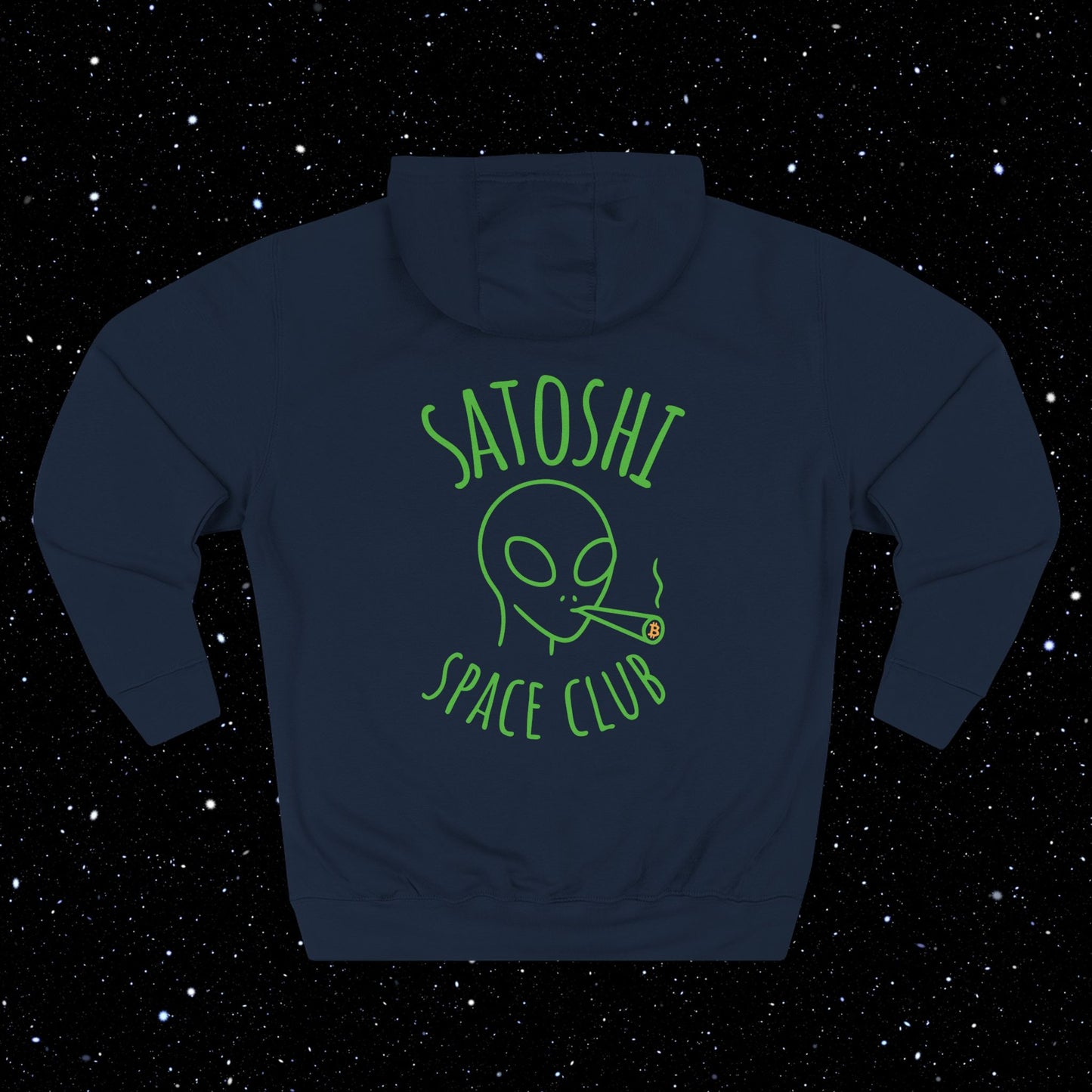 Satoshi Space Club Line Art Backprint Fleece Hoodie