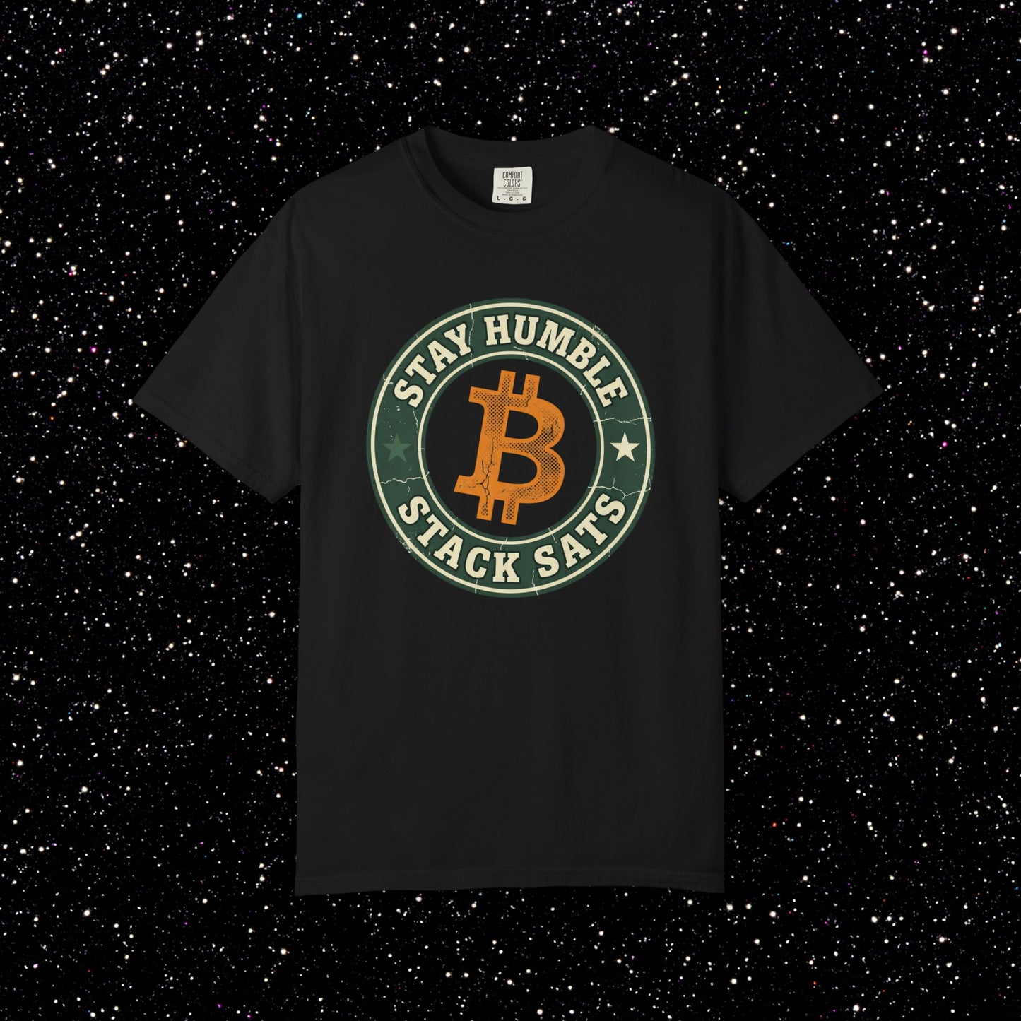 Stay Humble Stack Sats Logo Tee