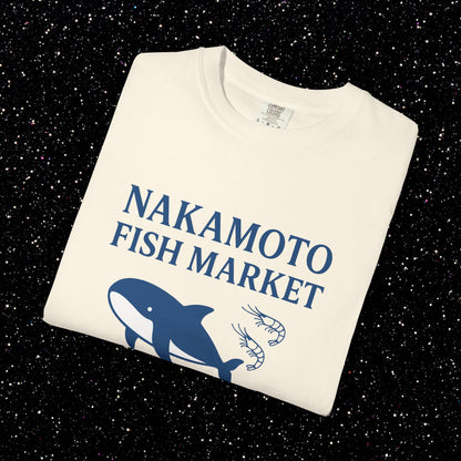 Nakamoto Fish Market T-Shirt – Onchain District Whale Tee (サトシ)