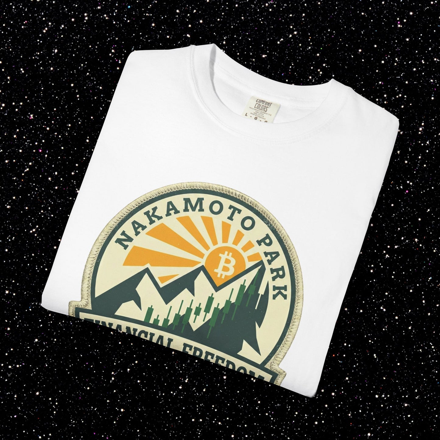 Nakamoto Park Financial Freedom Trail T-Shirt | Bitcoin Outdoor Badge Tee