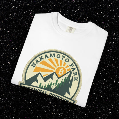 Nakamoto Park Financial Freedom Trail T-Shirt | Bitcoin Outdoor Badge Tee
