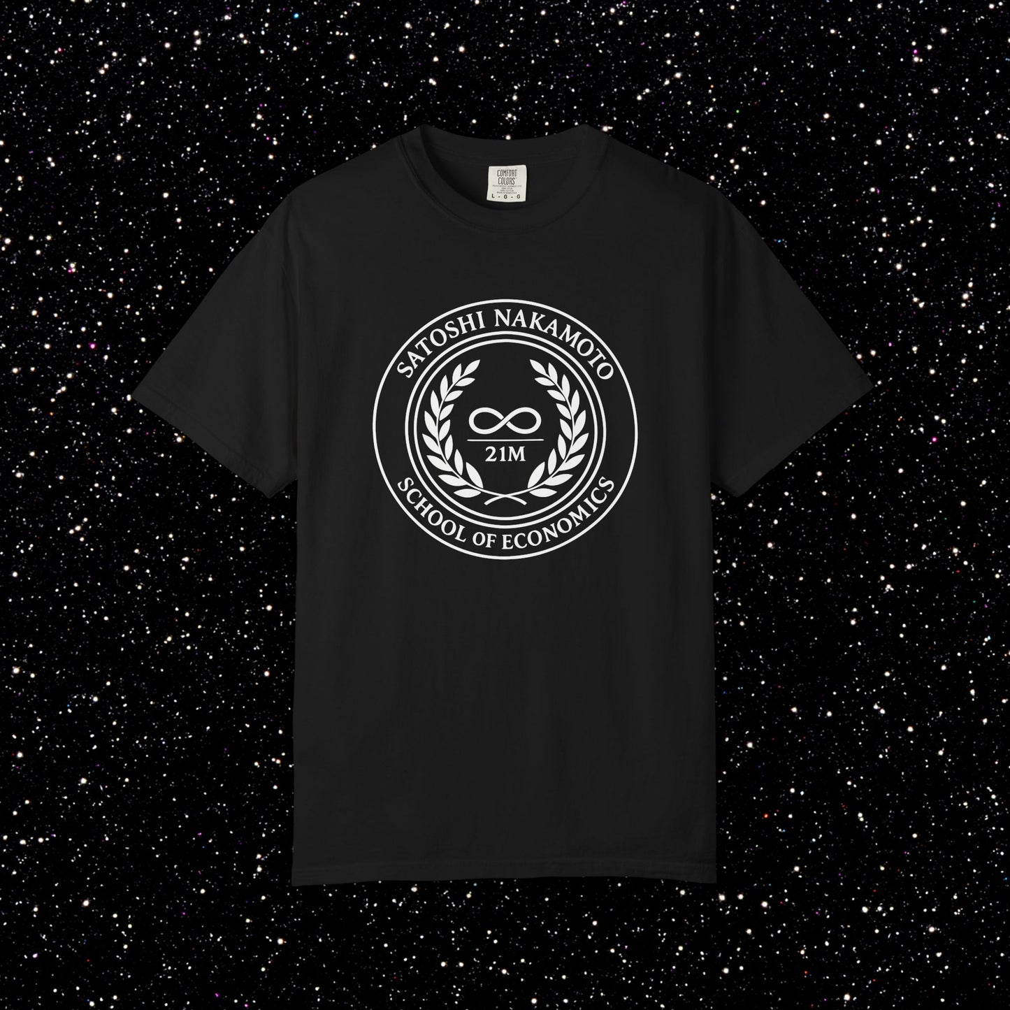 Satoshi Nakamoto School of Economics White Ink Tee