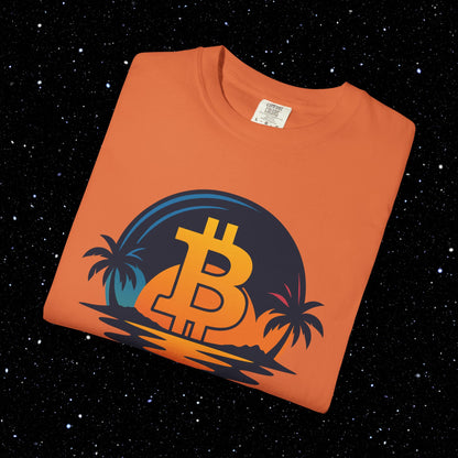 Bitcoin Sunset Beach Tee