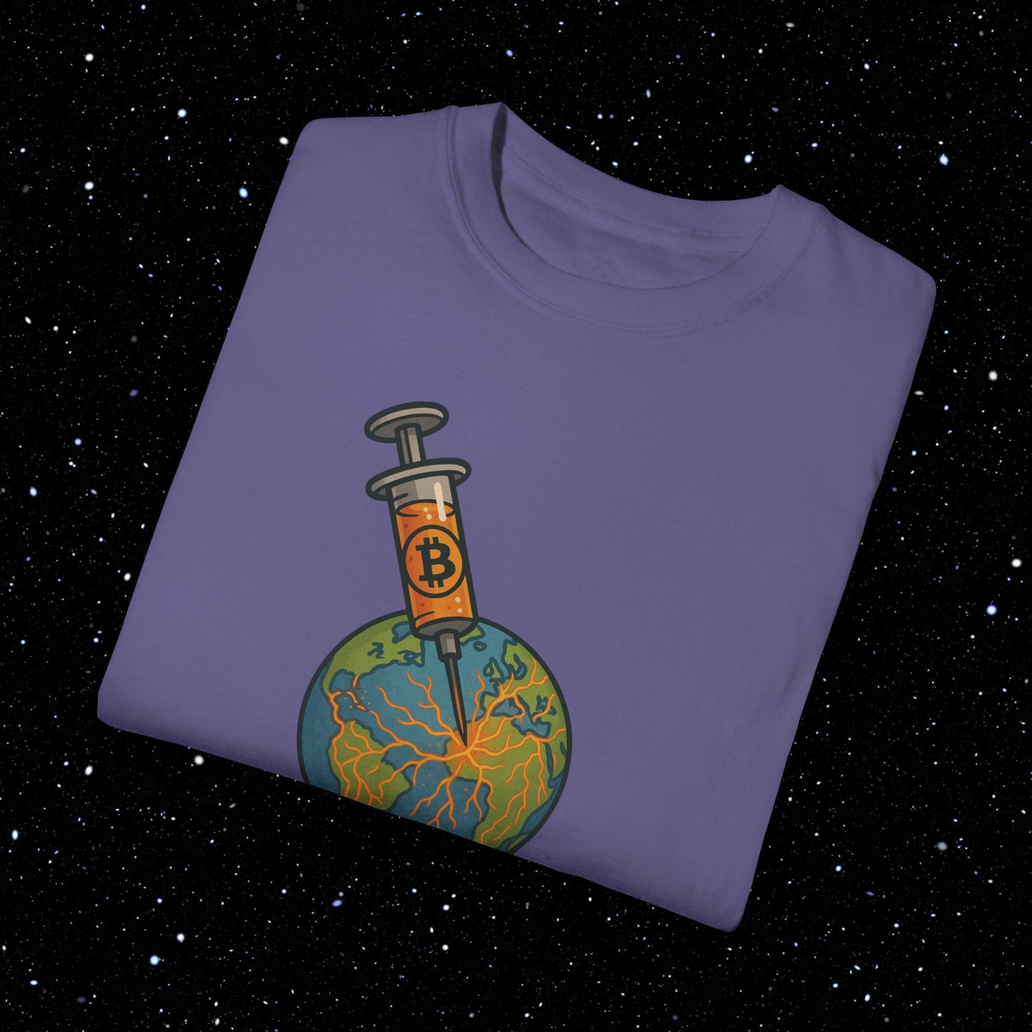 The Poison Is The Cure - Earth Syringe - Bitcoin Comfort Colors Tee Shirt