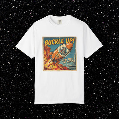 Buckle Up Bitcoin T-Shirt | Next Stop The Moon Retro Tee