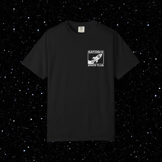 Satoshi Space Club Logo Back Print Bitcoin Tee Shirt