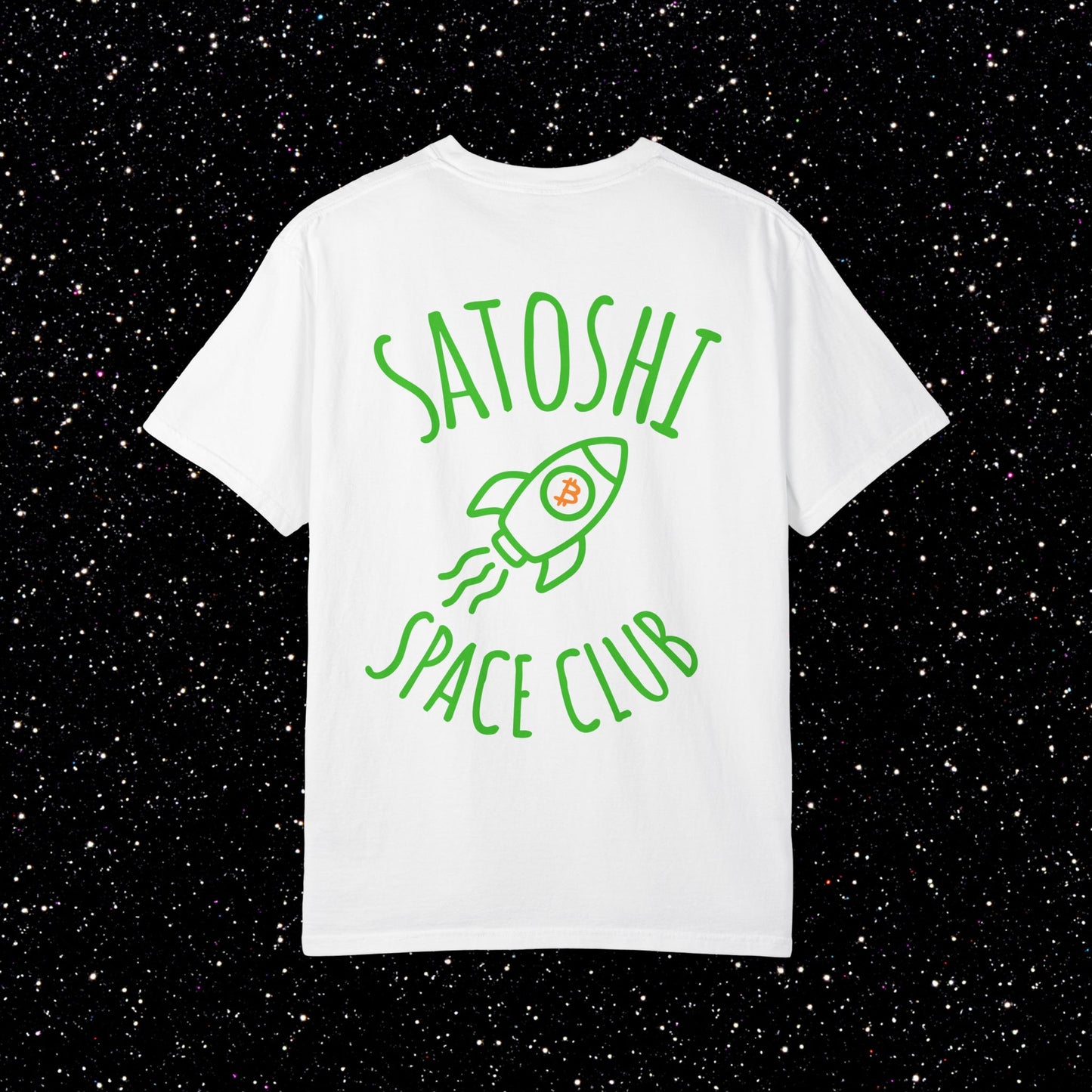 Satoshi Space Club Rocket Line Art Backprint Tee