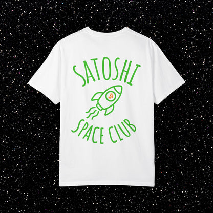 Satoshi Space Club Rocket Line Art Backprint Tee