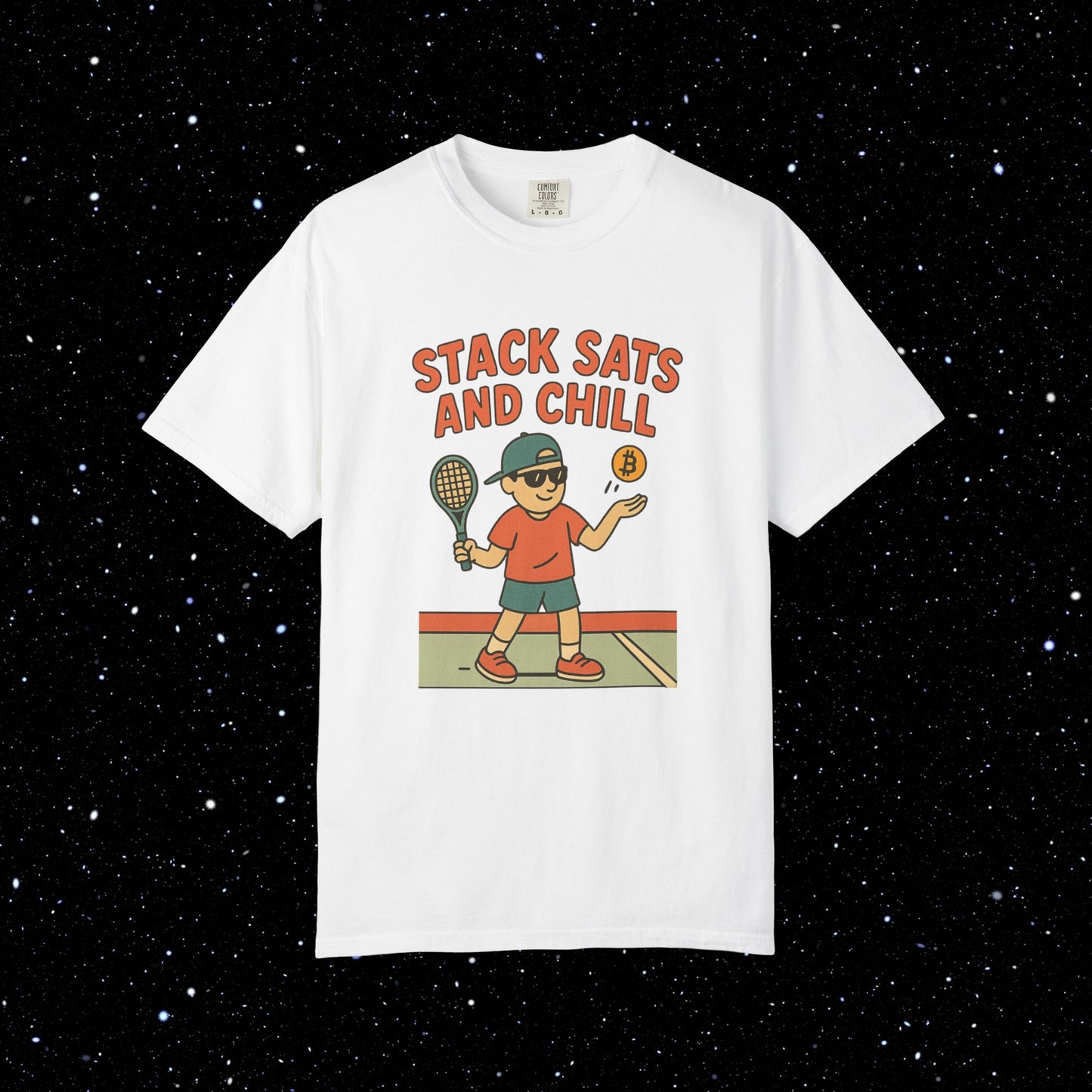 Stack Sats and Chill Bitcoin Tennis Tee