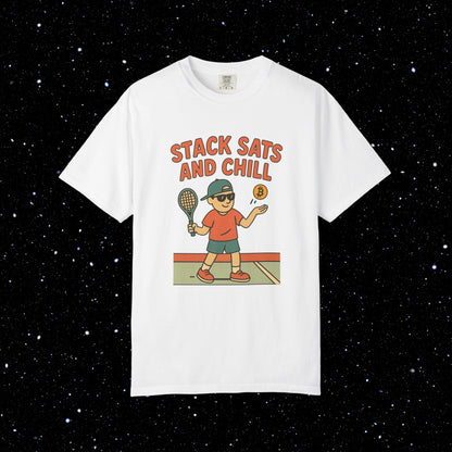 Stack Sats and Chill Bitcoin Tennis Tee