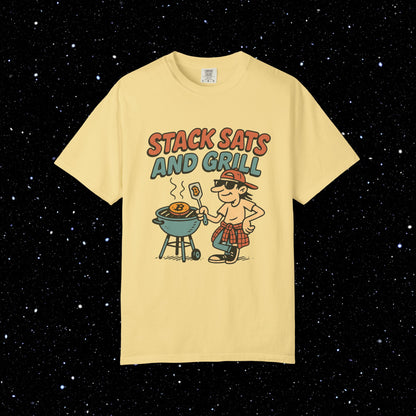 Stack sats and grill bitcoin tee