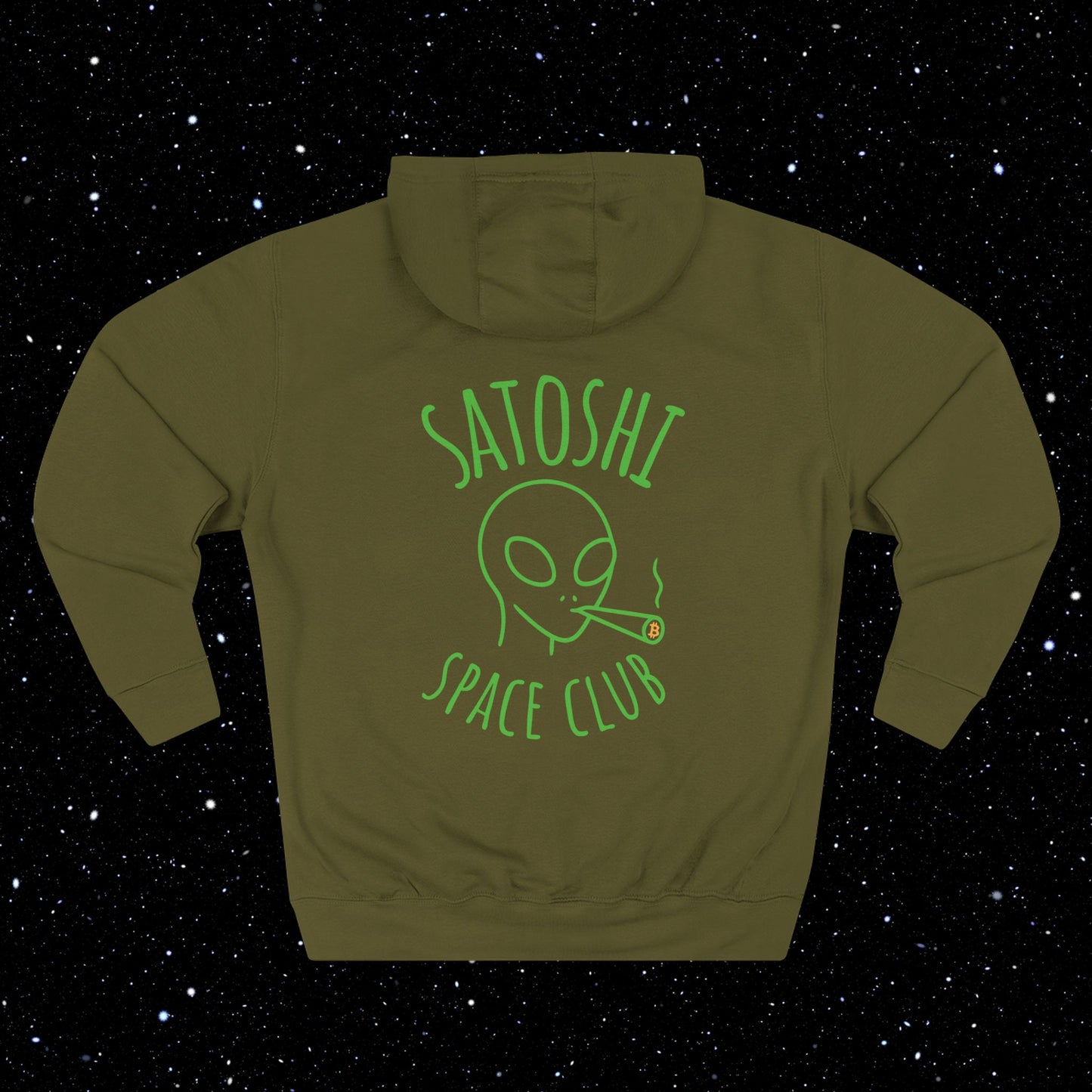 Satoshi Space Club Line Art Backprint Fleece Hoodie