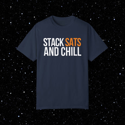 Stack Stats and Chill - Comfort Colors Bitcoin Tee